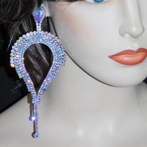 Elegant European Party Statement Flashy Rhinestone Diamond Chandelier Earrings